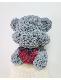 SHY BEAR (灰色x酒紅色心)