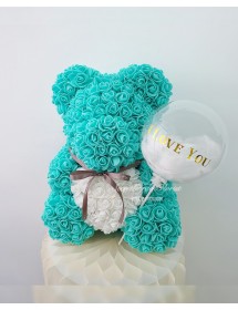 玫瑰熊 (Tiffany Blue x 白色心)