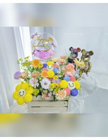 彩色笑哈哈木箱花盒(3個笑哈哈)