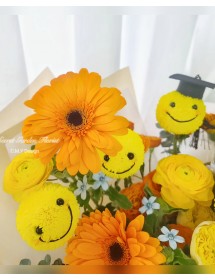 橙黃色笑臉花束