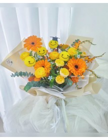 橙黃色笑臉花束