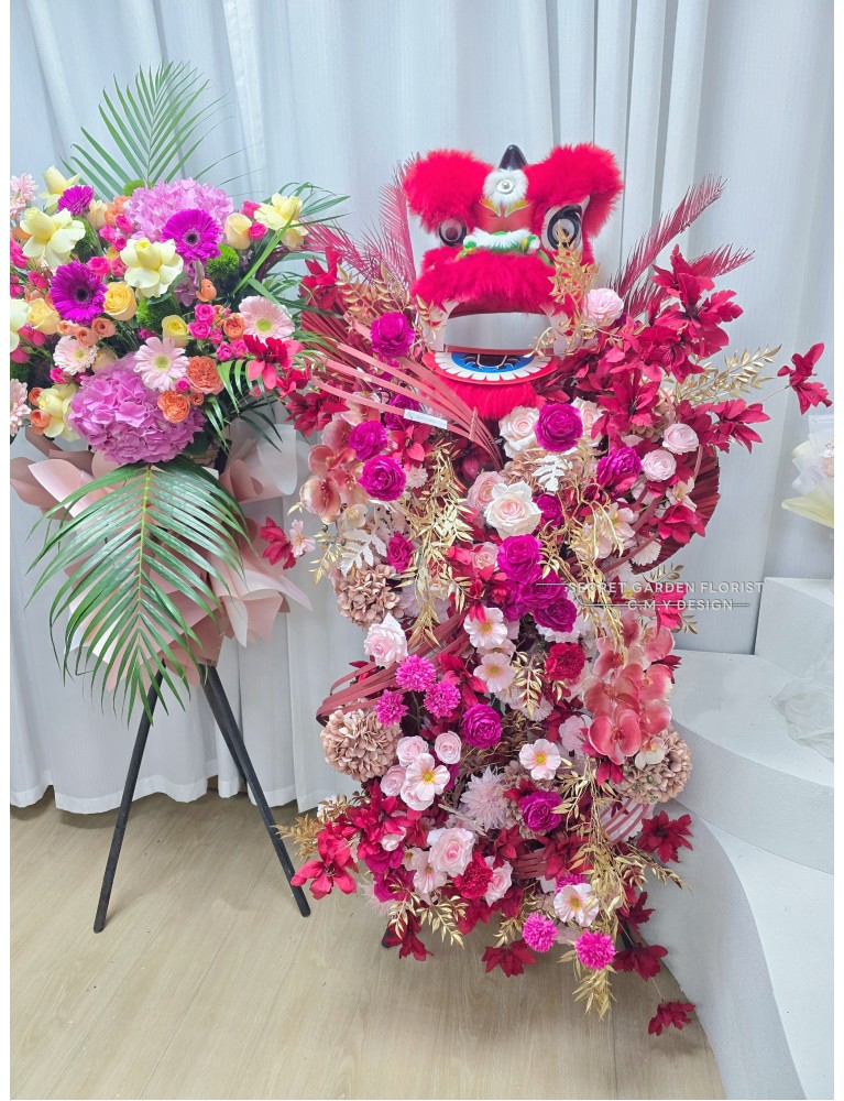 醒獅開張花籃(仿真花)