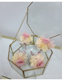 粉紅色 x 香檳色襟花(保鮮花) 粉紅色 x 香檳色襟花(保鮮花)